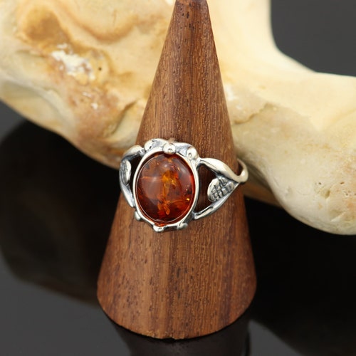 Sterling Silver Amber Ring