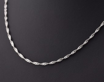 925 sterling silver chain, pendant chain, necklace chain, solid silver chain, simple chain, singapore cut chain, silver singapore chain