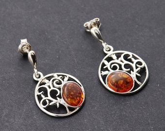 Orecchini In Ambra Baltica Orecchini Pendenti In Argento Sterling 925 - Foto 11