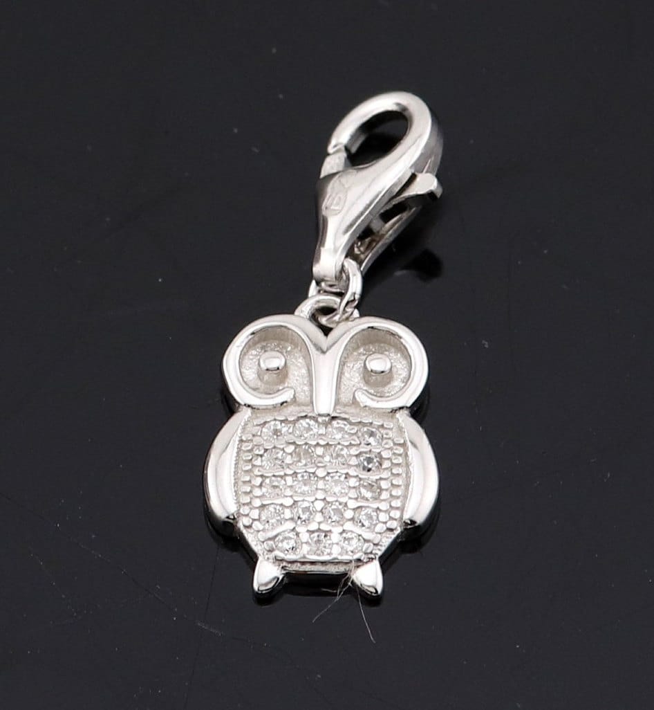 Sterling Silver Owl Charm: Mobile Phone or Purse Accessory