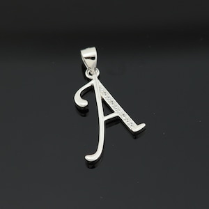 Colgante de plata esterlina con circón transparente natural, colgante con letra A, dije con letra A, colgante con letra, dije con letra, colgante con piedra preciosa