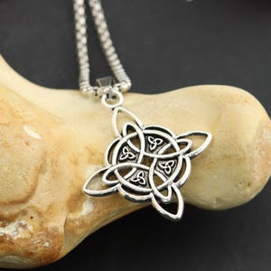 Witch knot silver plated necklace, Celtic witch knot necklace