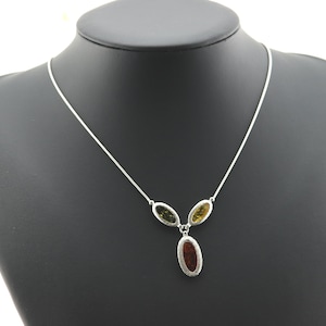 Sterling Silver Necklace: Gemstone Pendant, Adjustable Length
