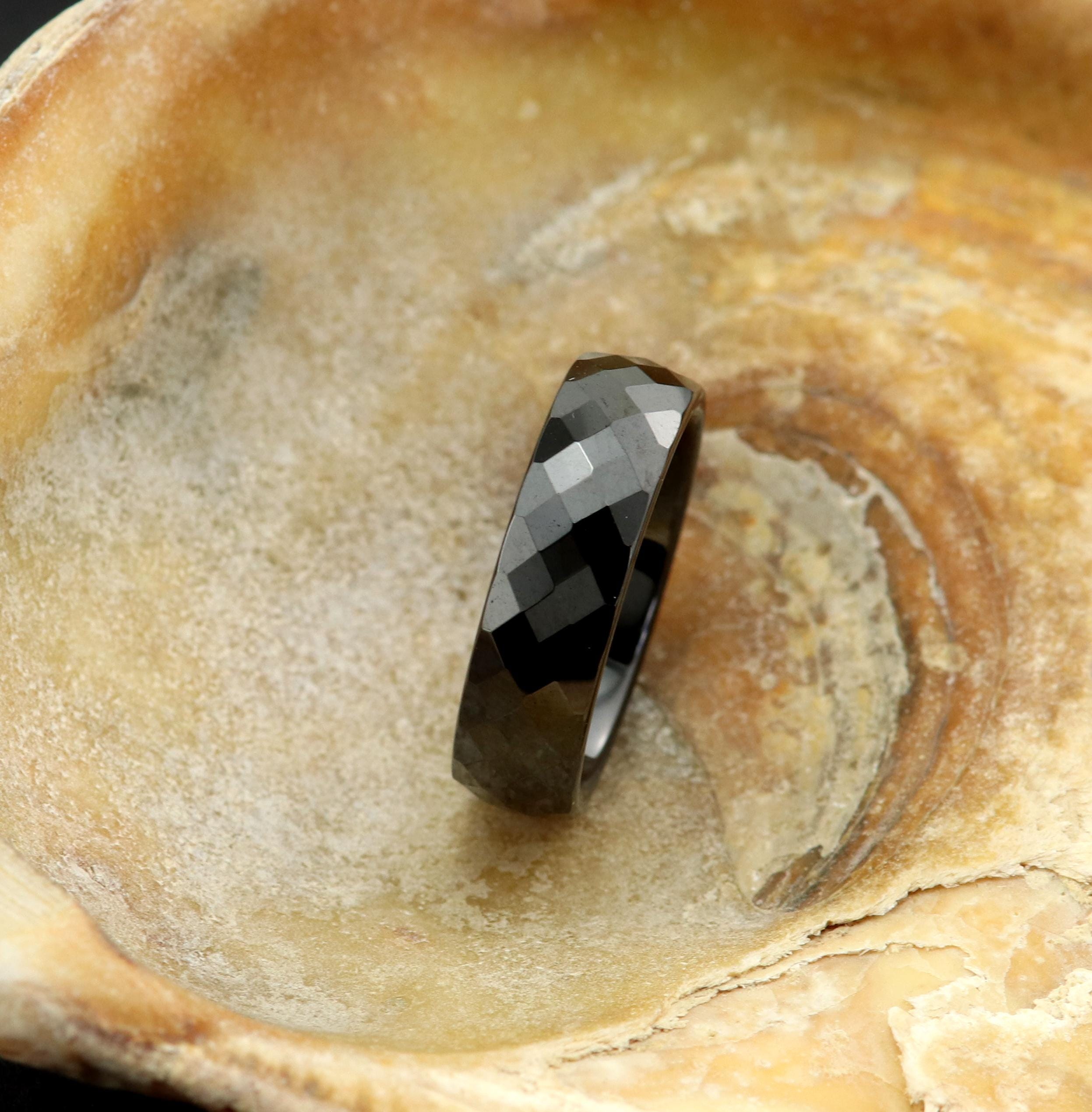 Ceramica Nero & Bianca impilabile multi sfaccettato anello (6