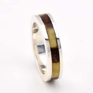 Sterling silver and natural Baltic amber ring, amber band