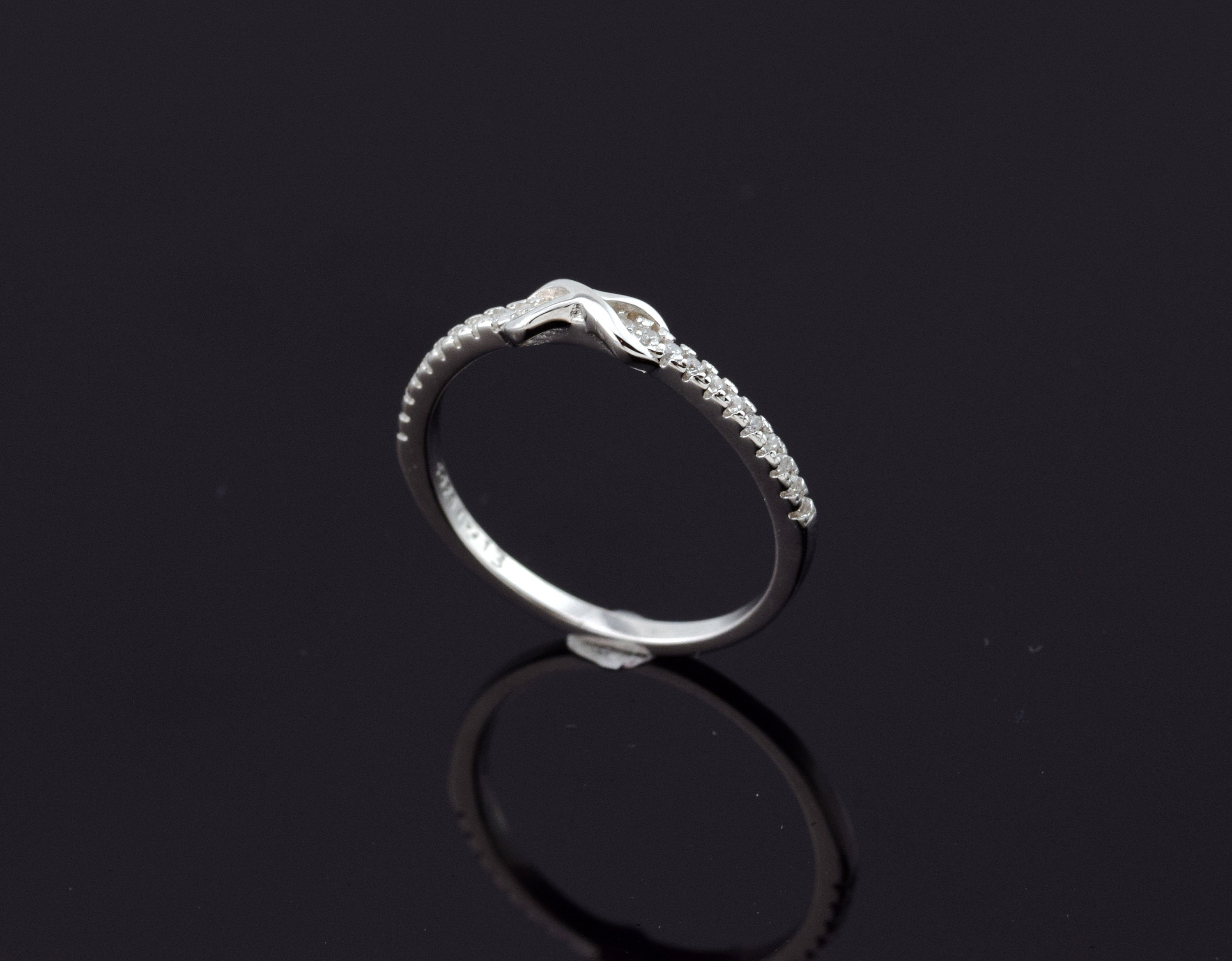 Silver 925 Subtle Ring With White Zircon Infinity Band - Etsy UK