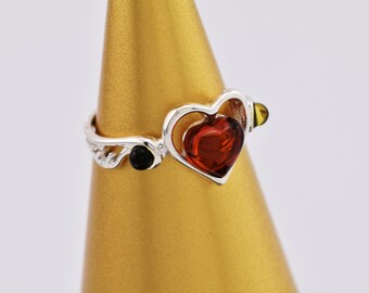 sterling silver ring with natural Baltic amber