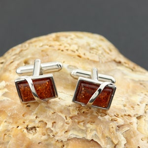 Sterling silver and natural Baltic amber cuff links, sterling silver cuff links, amber cuff links, natural amber cuff links, men jewellery