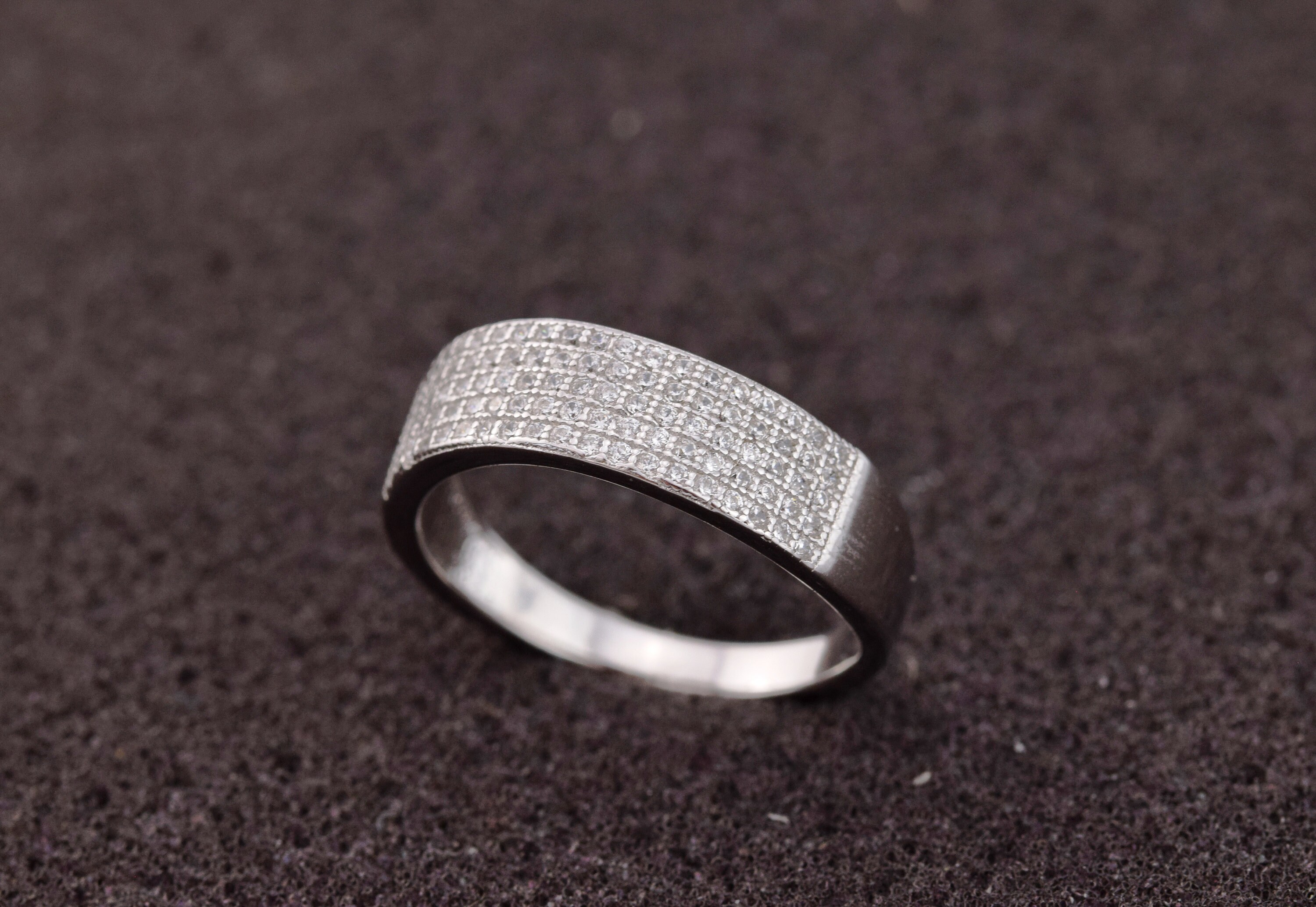 Silver (925) ring - with white zircon, midi ring, white zircon ring, ring sizeP, ring size 8, gemstone ring, white gemstone ring, women ring