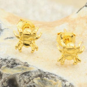 Sterling silver gold plated spider stud earrings, spider earrings, gold plated spider earrings, kids earrings, gift for her, spider studs