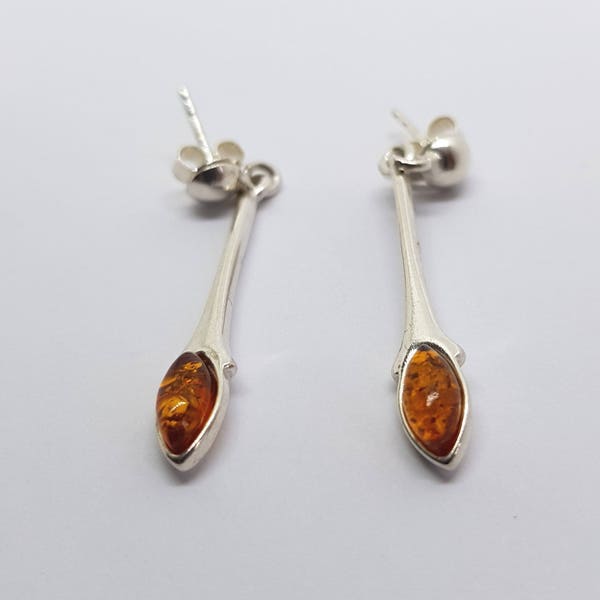 sterling silver earrings with natural Baltic amber