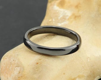 Black Ceramic Wedding Ring: Elegant Stacking Band