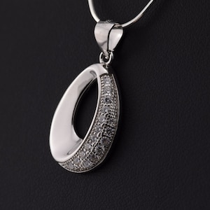 Sterling Silver Clear Zircon Pendant: Elegant Dainty Jewelry