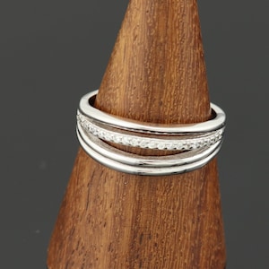 Silver (925) ring with white zircon, white zircon ring, zircon band ring
