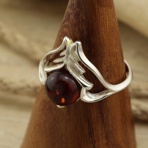 Sterling silver and natural Baltic amber ring