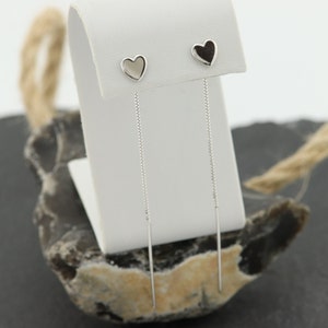 Silver (925) Earrings long drops, stud earrings, dangle chain earrings, sterling silver earrings, drop earrings, sterling silver heart drops