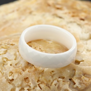 White faceted ceramic rings, Ceramic Ring, ceramic wedding ring, ceramic stacking ring, ceramic band