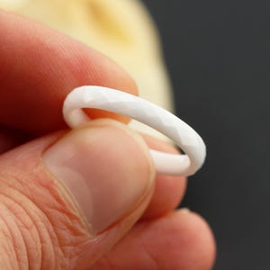 White faceted ceramic rings, Ceramic Ring, ceramic wedding ring, ceramic stacking ring, ceramic band