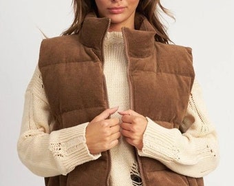 CORDUROY PUFFER VEST| Madison Gable Designs