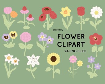 Flower Clipart PNG | Floral Blossom Graphic Set | Digital Instant Download