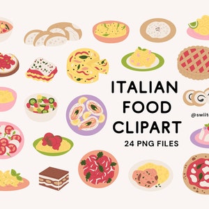 Italian Food Clipart Set PNG, Cuisine Restaurant Menu Illustration | Digital Instant Download