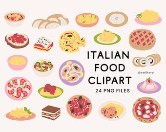 Italian Food Clipart Set PNG, Cuisine Restaurant Menu Illustration | Digital Instant Download