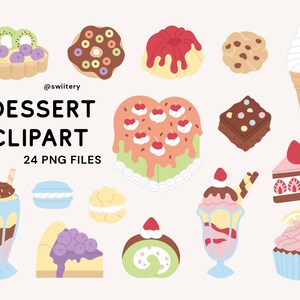 Desserts Clipart PNG | Sweets Graphics For Food Lover | Cake Ice Cream Tart Cookie | Digital Instant Download