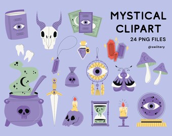 Mystical Clipart PNG | Esoteric Graphics For Horoscope/Forecast  | Digital Instant Download