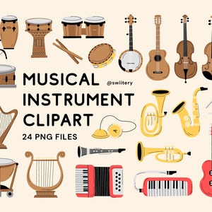 Musical Instrument Clipart Set PNG, Music And Sound Illustration | Digital Instant Download