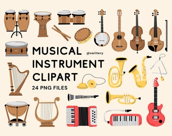 Musical Instrument Clipart Set PNG, Music And Sound Illustration | Digital Instant Download