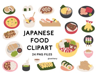 Japanese Food Clipart Set PNG, Asian Cuisine Restaurant Menu Illustration | Digital Instant Download