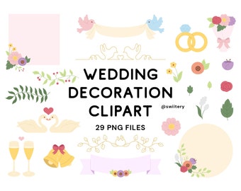 Wedding Decoration Clipart Set PNG, Ceremony Party Illustration | Digital Instant Download