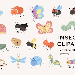 Ensemble clipart d’insectes PNG, Illustration d’animaux | Téléchargement instantané numérique