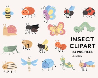 Bug & Insect Clipart Set PNG, Animal Illustration | Digital Instant Download