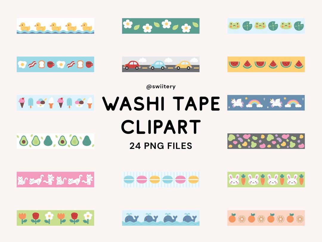 Washi Tape Clipart Set PNG, Cute Stationery Collage Illustration ...