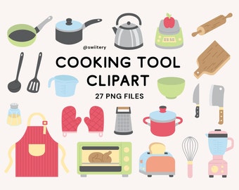 Cooking Tool Clipart Set PNG, Kitchen Utensil Illustration | Digital Instant Download