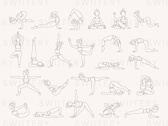 Image of a yoga posture. Line drawing of women's fitness concept, vector  health illustration. Mindfulness fitness exercises. Woman yoga poses  illustration. Line art of female posing. Elegant line art. Stock Vector |