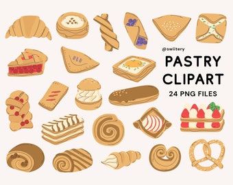 Pastry Clipart Set PNG, Baked Food Bakery Illustration | Digital Instant Download
