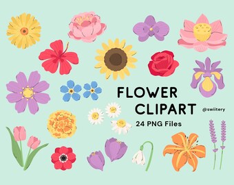 Flower Clipart PNG | Floral Graphics For Decoration | Rose, Lily, Daisy, Sunflower | Digital Instant Download
