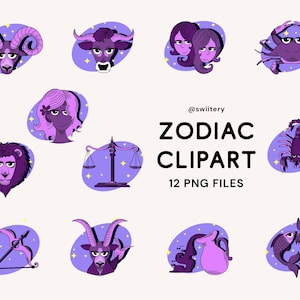 Zodiac Clipart Set PNG, Horoscope Astrology Illustration | Digital Instant Download