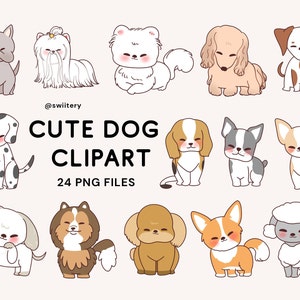 Cute Dog Breed Clipart PNG | Cartoon Puppy Dog Graphics For Dog Lovers | Bulldog, Pet, Poodle, Dalmatian | Digital Instant Download