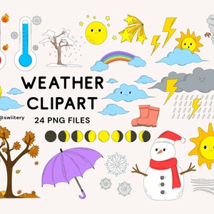 Wetter Clipart Set PNG, Forecast Illustration | Digitaler Sofort-Download