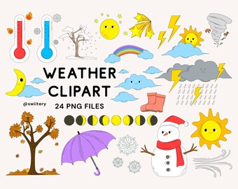 Weather Clipart Set PNG, Forecast Illustration | Digital Instant Download