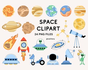Space Clipart Set PNG, Universe And Astronomy Illustration | Digital Instant Download