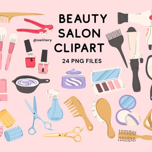 Beauty Salon Clipart Set PNG, Cosmetic And Hair Treatment Illustration | Digital Instant Download