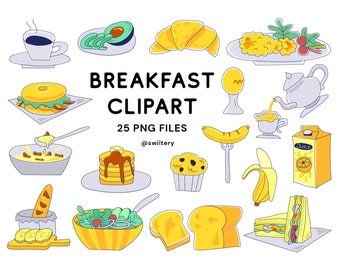 Breakfast Clipart Set PNG, Morning Food Meal Illustration | Digital Instant Download