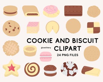 Cookie And Biscuit Clipart Set PNG, Dessert Food Illustration | Digital Instant Download