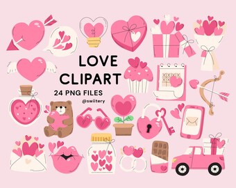 Love Valentine's Day Clipart PNG | Love Graphics For Valentine's Day | Love,Couple,Romantic,Dating,Heart | Digital Instant Download