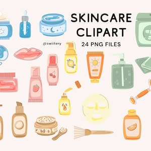 Skincare Clipart Set PNG, Beauty Cosmetic Illustration | Digital Instant Download