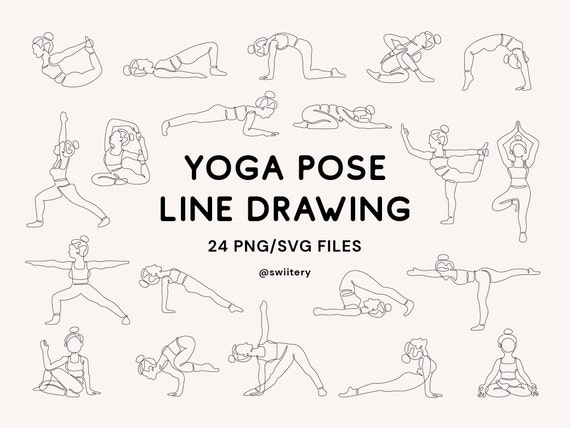 Yoga poses outline sketch Royalty Free Vector Image